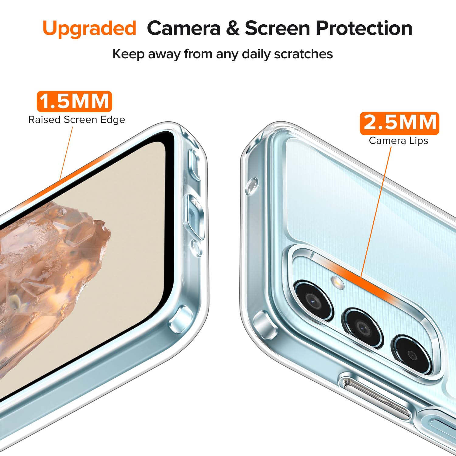 iVoler Przeciw żółknięciu przezroczyste etui do Samsung Galaxy M35 5G z 2 sztukami szkła hartowanego, [odporny na wstrząsy klasy wojskowej] przezroczysta cienka obudowa