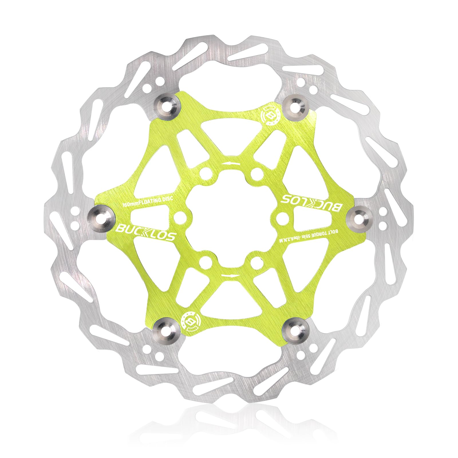 BUCKLOS Bike Floating Disc Brake Rotor 160mm 180mm 203mm with 6 Bolts, Mountain Bike Road Bike MTB Stainless Steel Bicycle Disc Brakes Rotors for Ebike/BMX