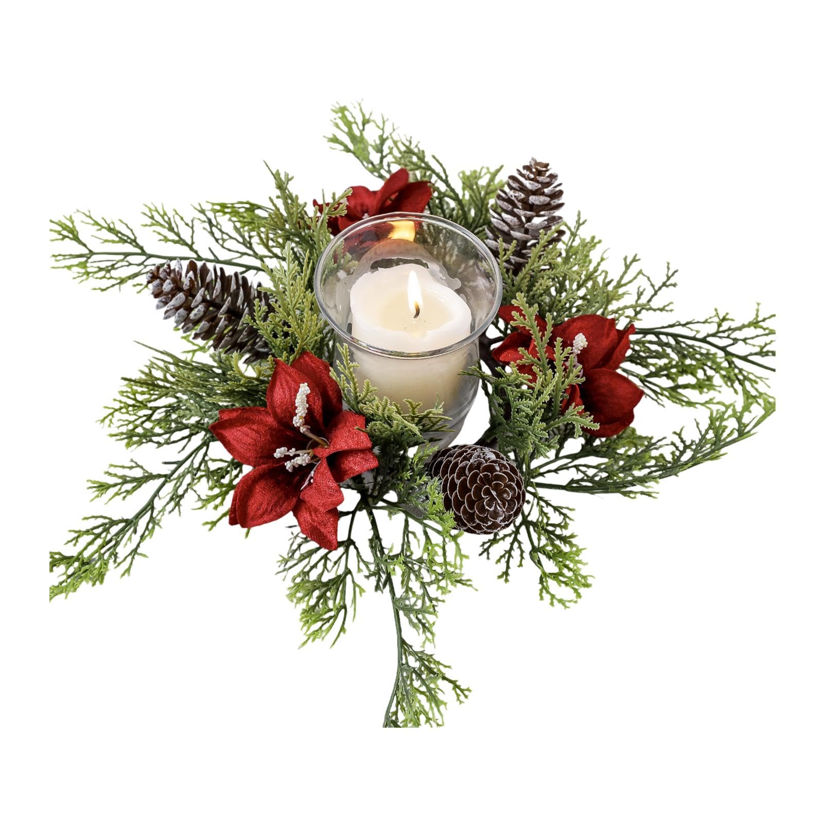 Couronne Décorative Pour Bougies Avec Baies Rouges Artificielles - Diamètre 20 Cm, Idéale Pour Noël, Cheminée, Table