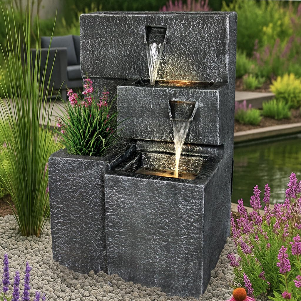 Fuente Grada para el jardín con iluminación LED con Espacio para Plantas Decoracion Jardin