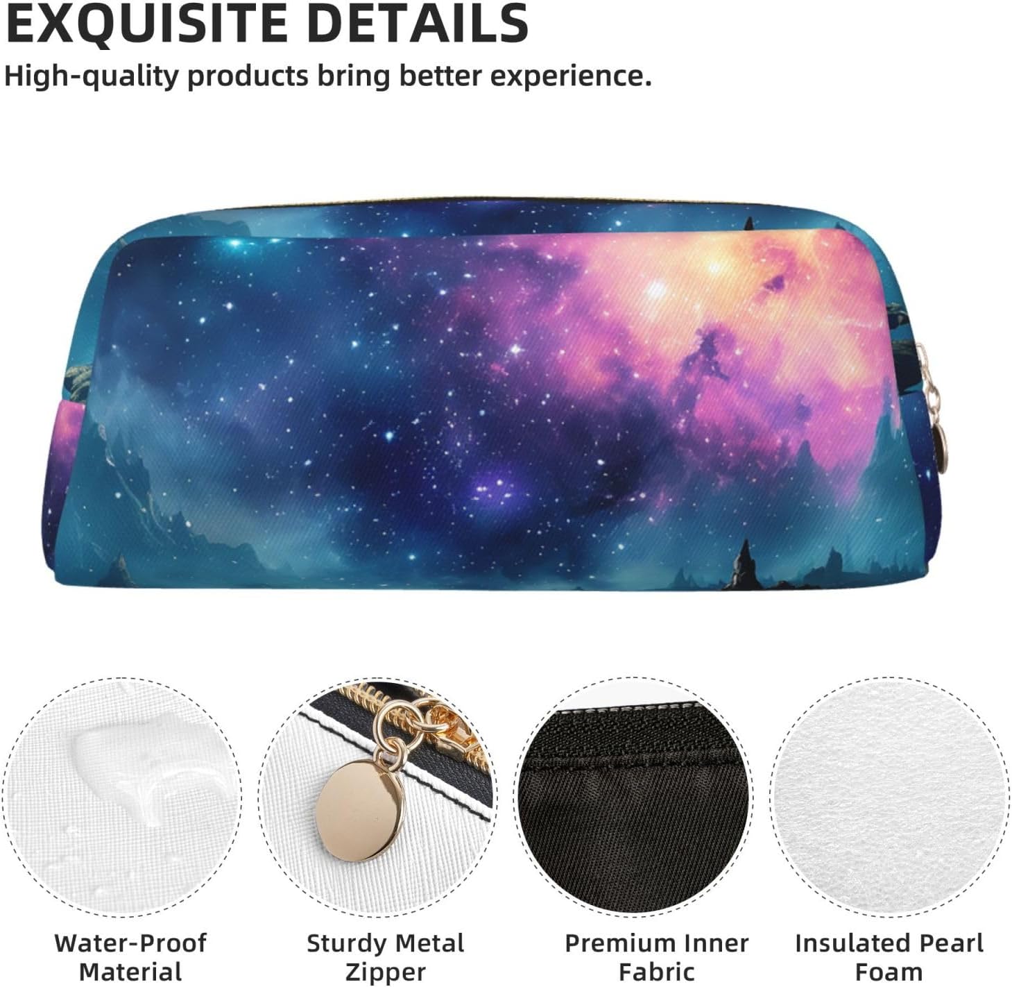 Leather Makeup Bag for Purse Travel Portable Small Pencil Bags for Women Men Cool star river Cosmetic Bag with Zipper Pencil Pouch Aesthetic Coin Pouch Adults Desk Organizer image 5