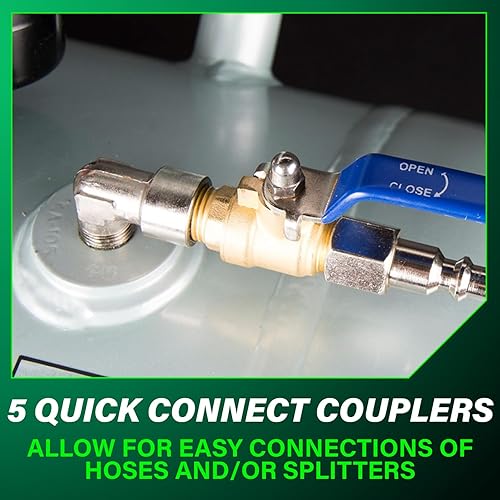 Miniatura 8 de Metabo HPT Depósito de aire de reserva, tanque de aire de alta capacidad de 10 galones, certificado ASME, 5 acopladores de conexión rápida,