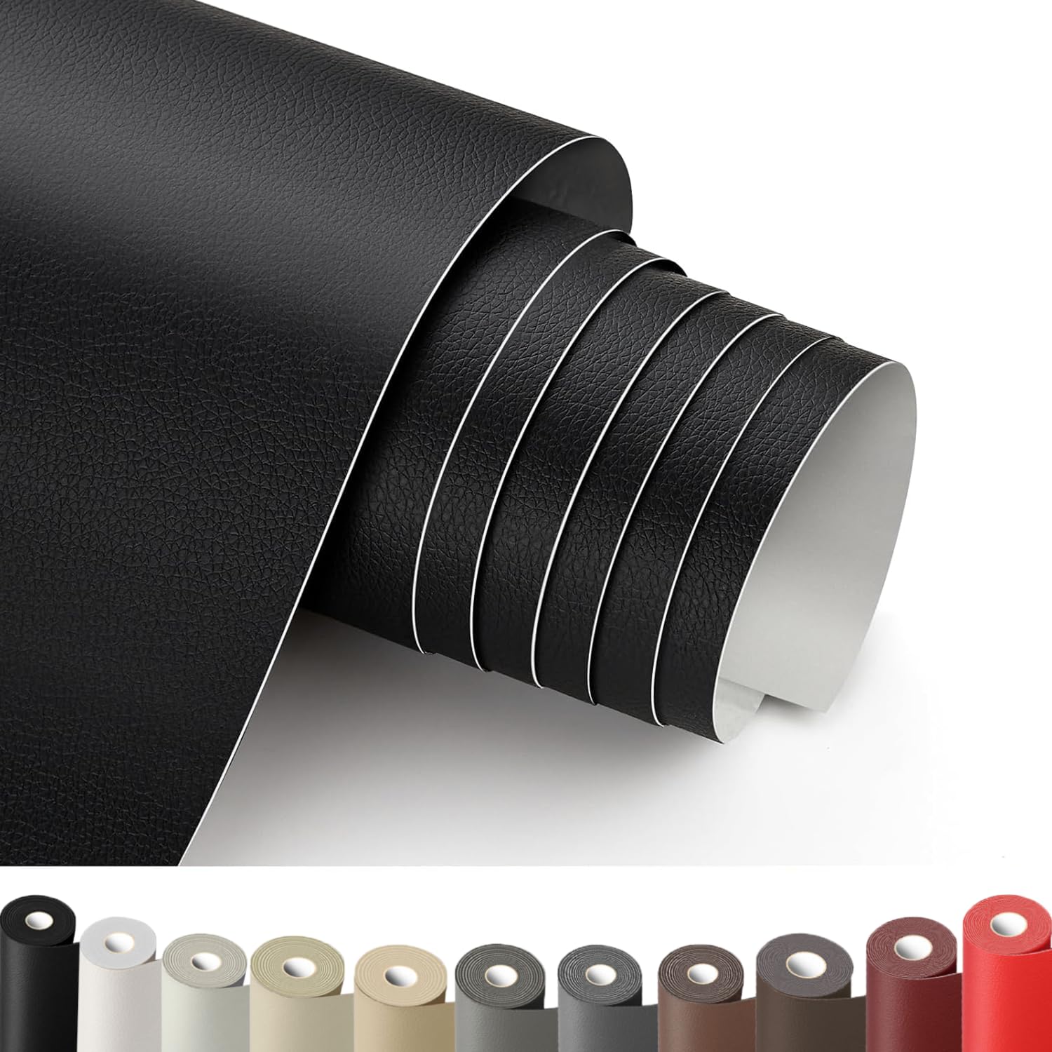 Patch de Réparation en Cuir Noir, 30 x 100cm Simili Cuir Autocollant, Patch Cuir Auto-adhésif Rénovation Pour Canapé, Siège de Voiture, Meubles, Sacs à Main, Vestes, Chaises. 30 X 100 cm(Litchi Grains) Noir-Litchi Grains