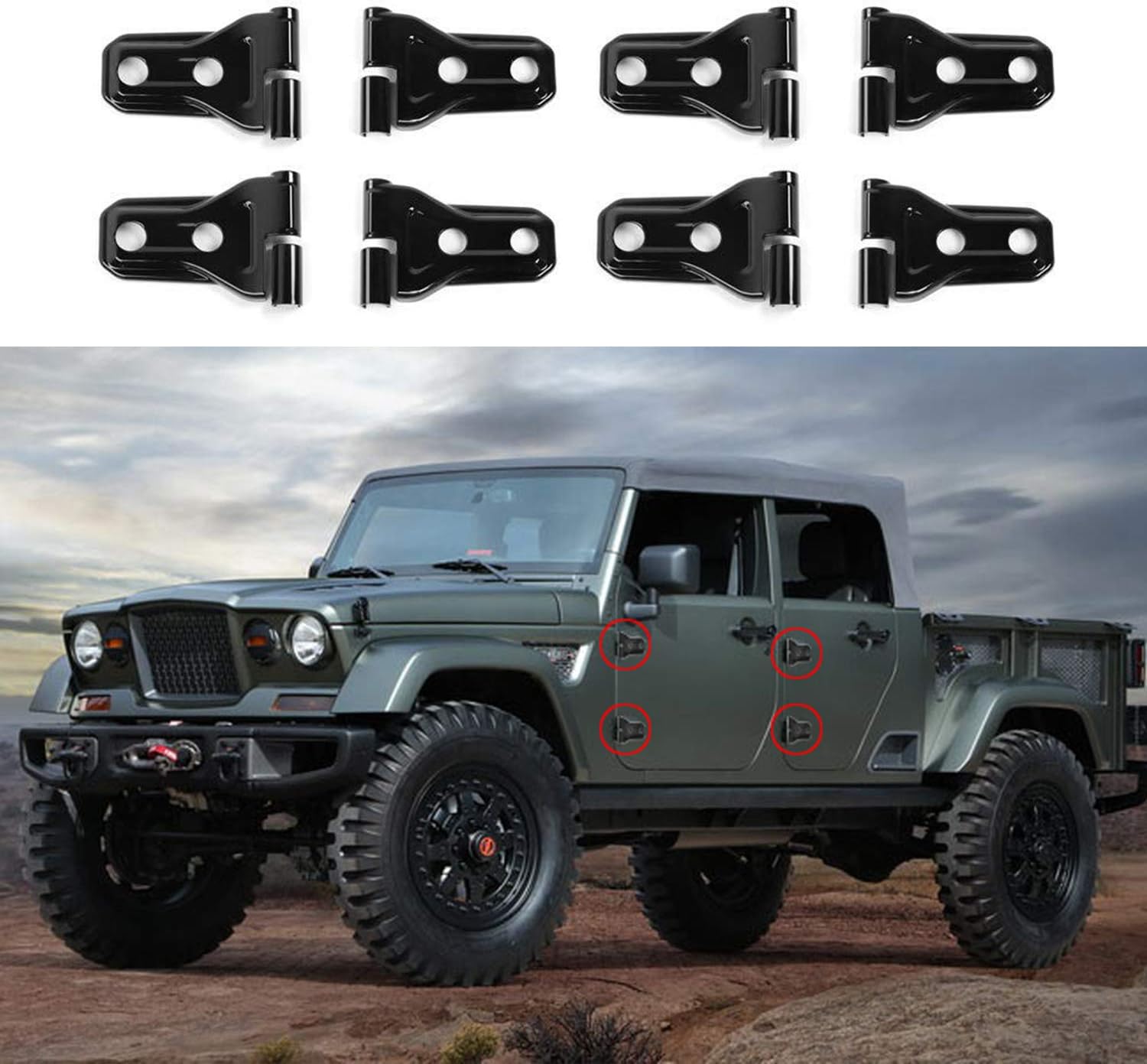 cartaoo Door Hinge Cover Protector Trim for 2018 Jeep Wrangler JL 2-Door or 4-Door(Pack of 8) (Black, JL-4-DOOR)