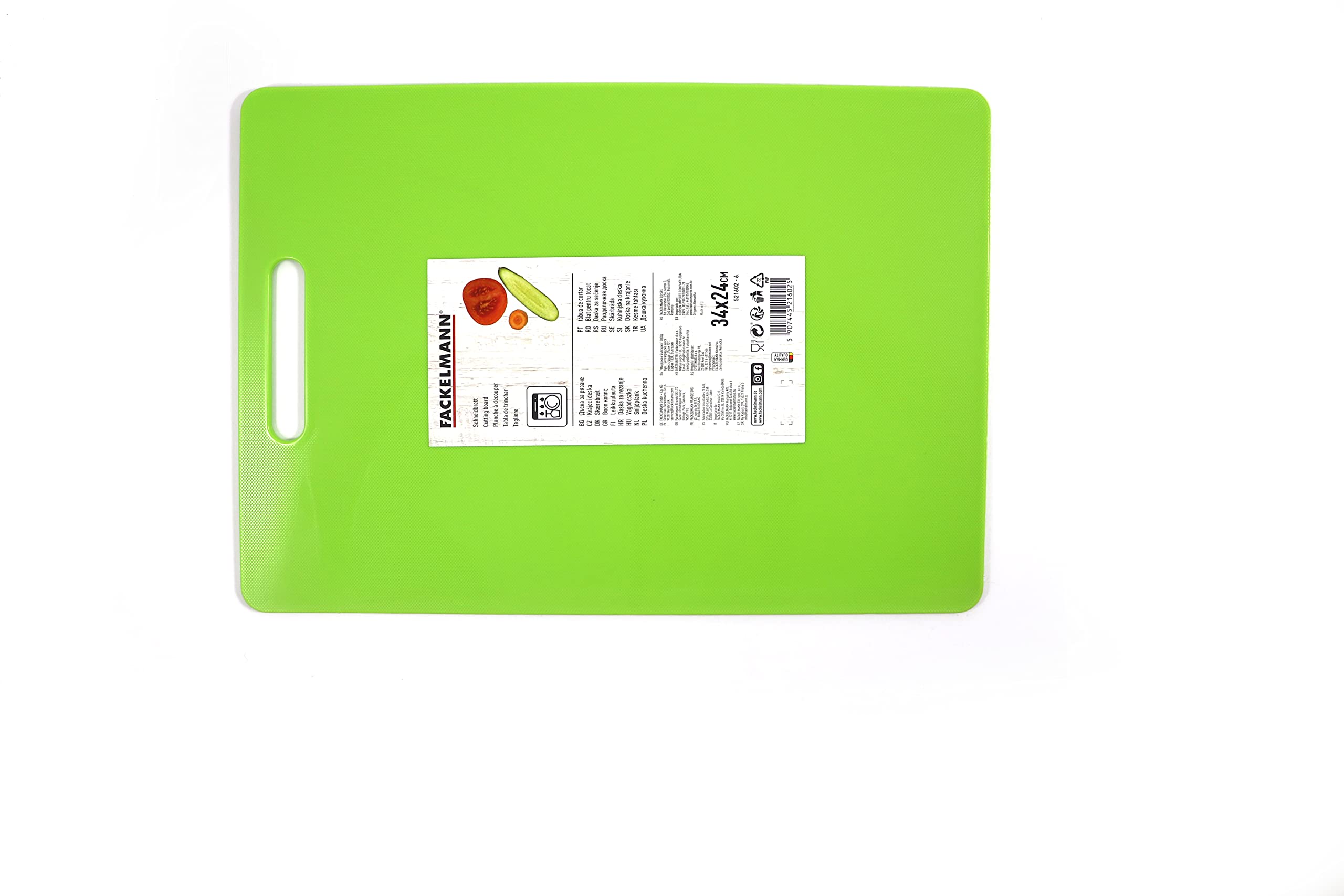 Fackelmann 521602 Coloured Chopping Board PL 31.5 x 19 cm (Assorted Colours: Green, Red, Orange), Quantity: 1 Piece, Polypropylene