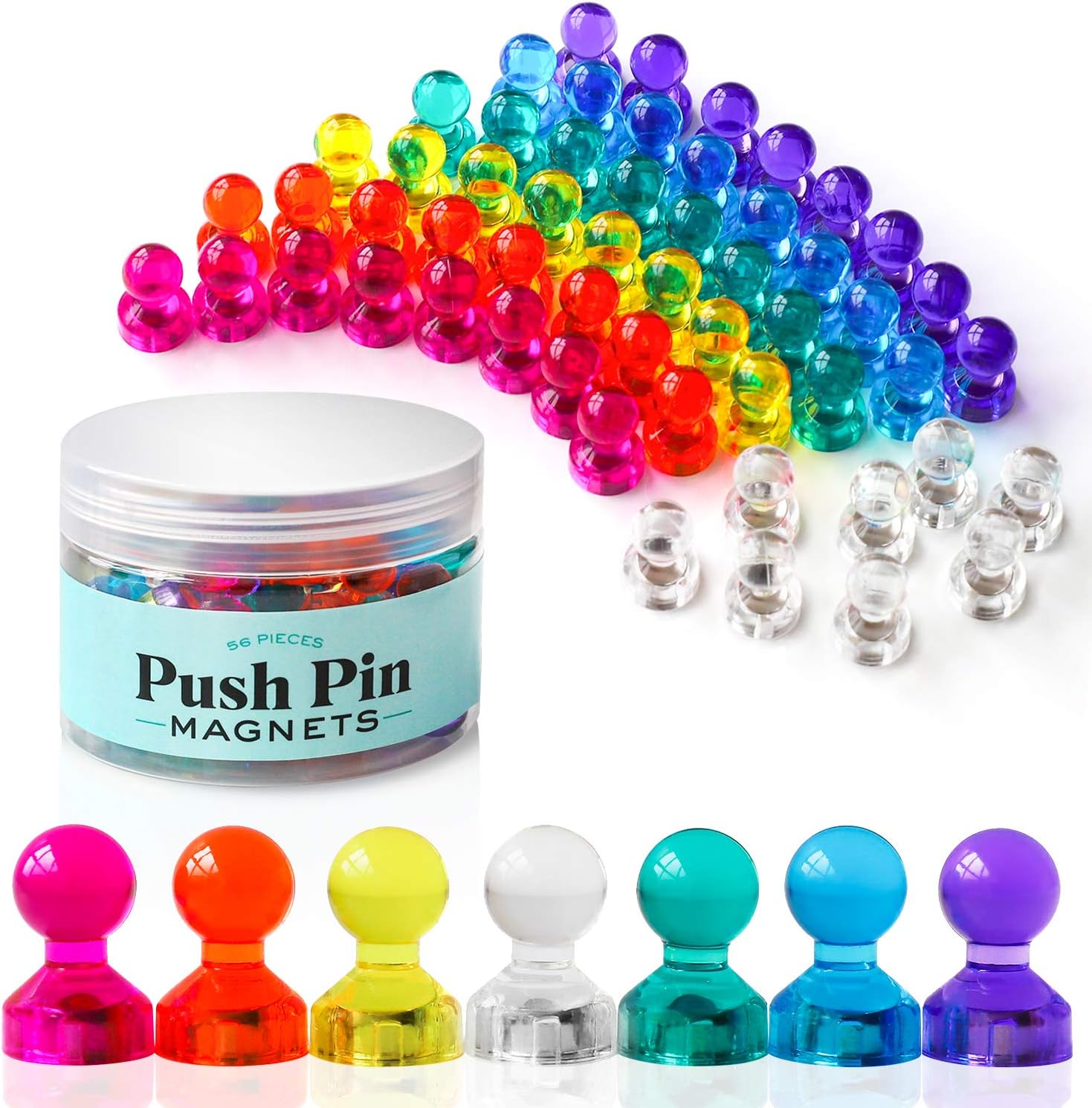 Super Strong Push Pin Magnets 56 pcs Small Magnets for Office Whiteboard Refrigerator Maps Photos Classroom