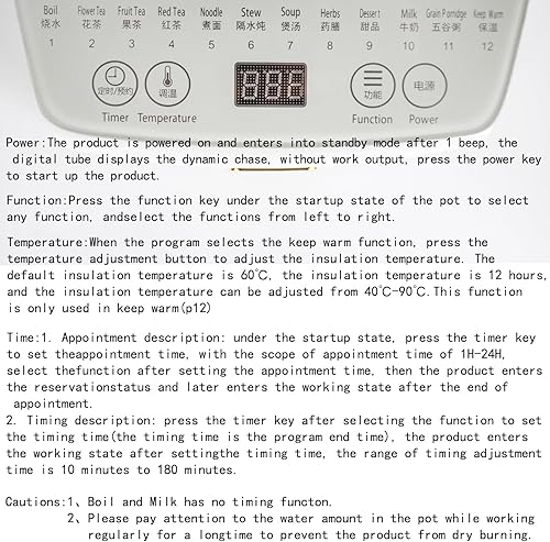 Miniatura 7 de Health Pot - Hervidor eléctrico con infusor y olla de estofado, cafetera inteligente de frutas, control de temperatura y té para mantener el calor,