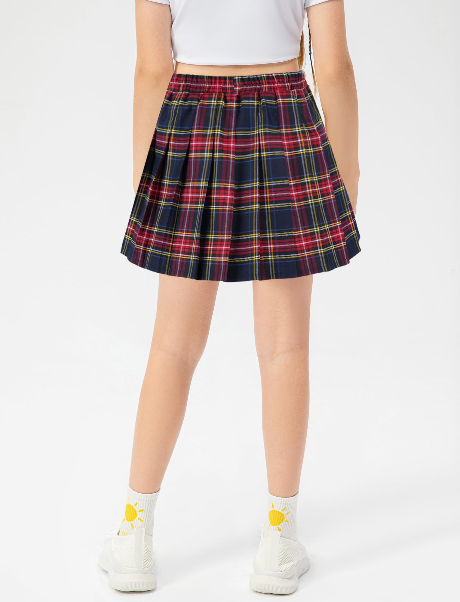 Jupes pour filles avec taille élastique - Taille haute - Pour uniforme scolaire - Jupe plissée - Pour enfants et étudiants