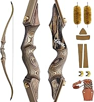 oubert Black Hunter 60 Inch Takedown Recurve Bow 20-60lbs Right Hand Hunting Archery Bow Set with Wooden Riser & Stringer Tool