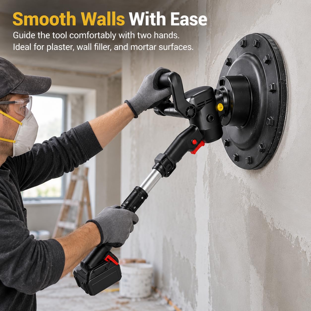 Amoladora para pisos de concreto y lijadora paredes, 1680 W, 80-200 RPM