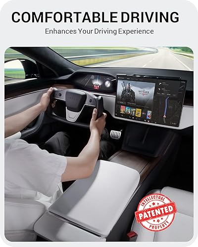 Miniatura 48 de BASENOR Funda para consola central mejorada para Tesla Modelo Y Modelo 3, funda de reposabrazos de TPU antideslizante, accesorios interiores