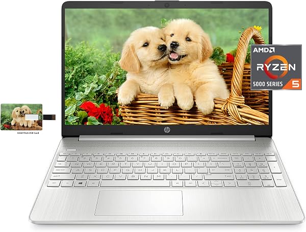 El ordenador portátil HP 15 de negocios, AMD Ryzen 5 5500U, pantalla FHD de 15,6 pulgadas, 16 GB de RAM, 512 GB SSD, Wi-Fi 5, Bluetooth, cámara web, Windows 10 Pro | Tarjeta USB de tela de 32 GB 🥇✔️ ® A Pedido 🏆™