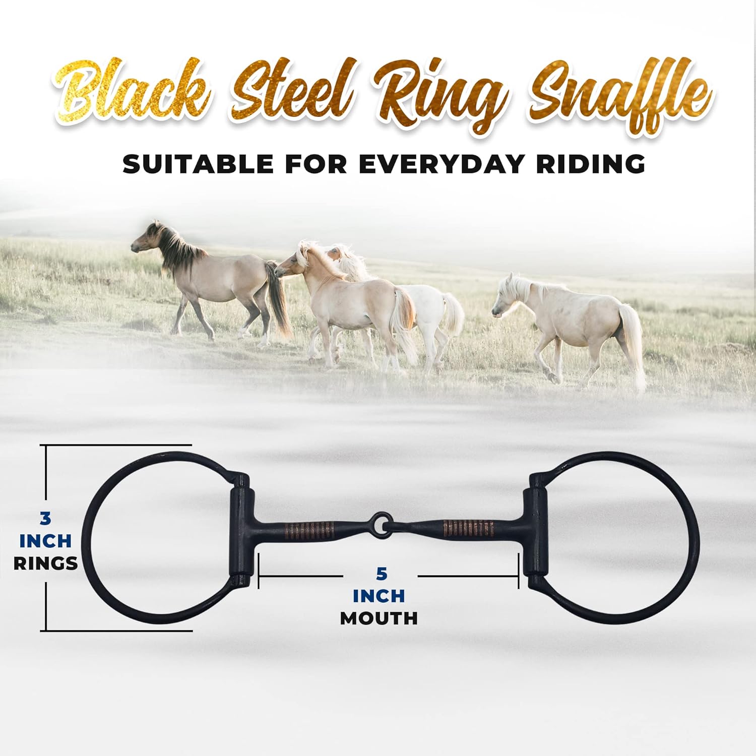 The Colorado Saddlery Steel Ring Snaffle Bit, Black