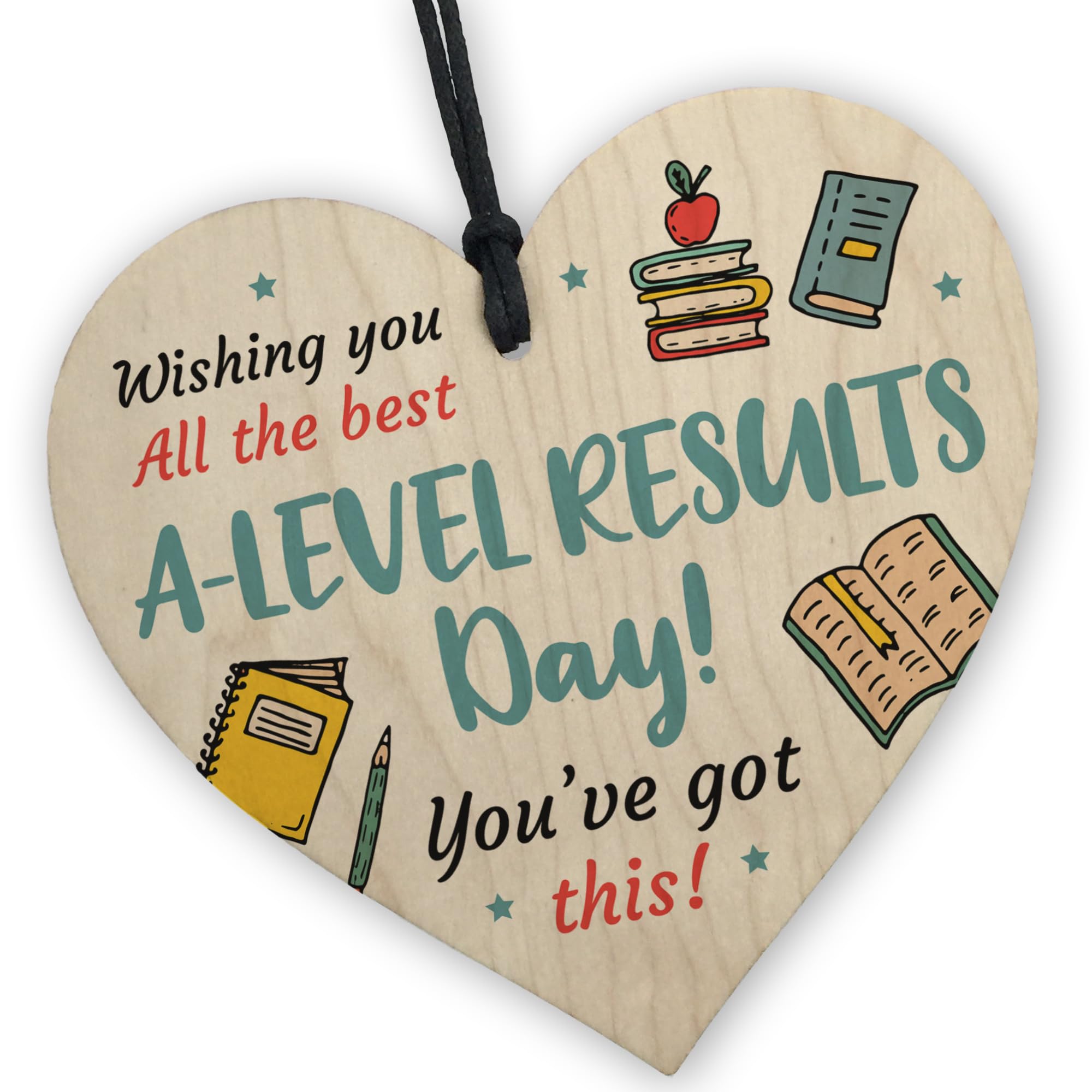 Red Ocean A Levels Results Day Wishing You The Best Wooden Heart, A Level Results Good Luck Gifts For Son Daughter Grandson Granddaughter Students, Results Day, Passed A Levels Exams