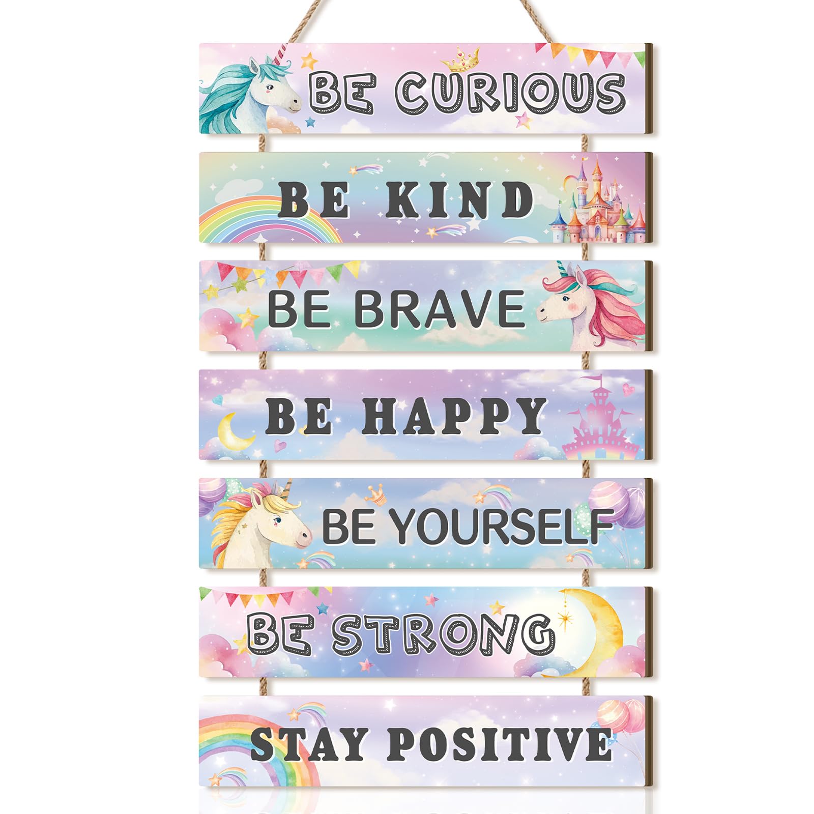 Celestdeco Unicorn Inspirational Wall Art Rainbow Positive Quotes Girls Room — image 1