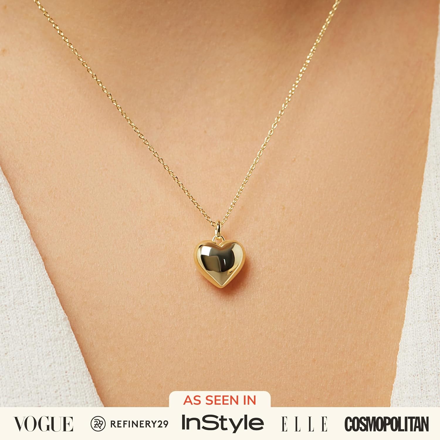 Ana Luisa Lev Puffy Heart Necklace for Women - Paperclip Chain w/ 14K Gold Plated & Silver Rhodium Plated Small Puffed Heart Pendant - Hypoallergenic, Water-Resistant, Tarnish-Free Jewelry - Image 2