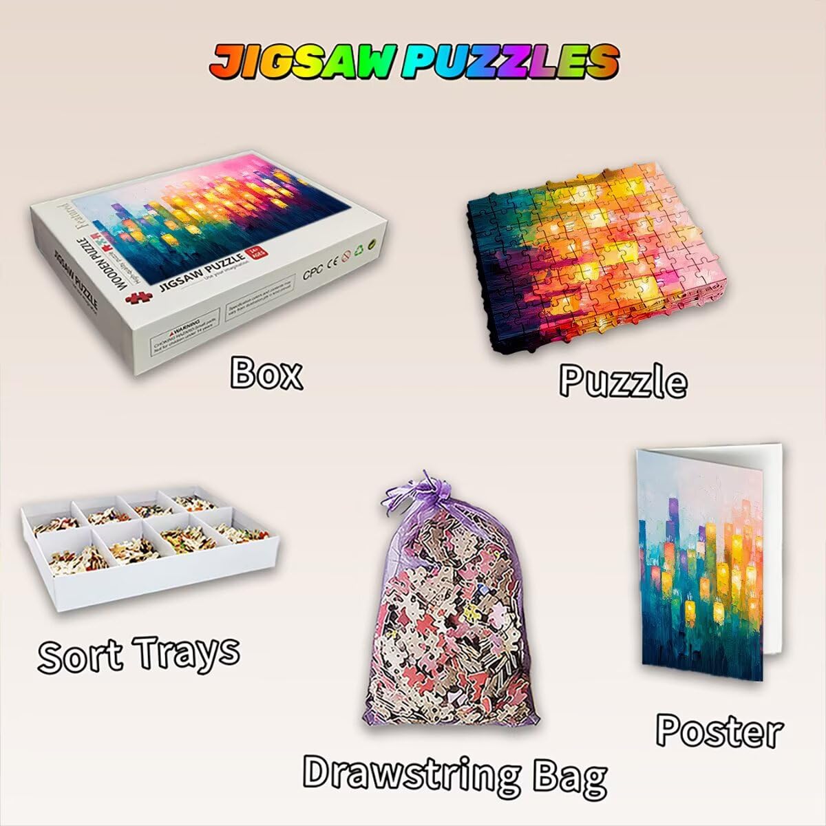 Puzzle 1500 elementów dla dorosłych, 1500 elementów abstrakcyjnych puzzli, retro puzzle dla dorosłych z wykwintnym pudełkiem do pakowania, gry edukacyjne, duże drewniane puzzle, prezent dla kobiet do
