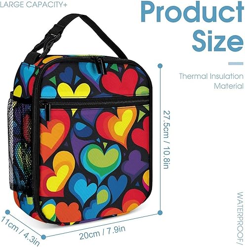 Miniatura 2 de Heart LGBT Rainbow Insulated Lunch Bag for Women Men Reusable Lunch Box Tote Bag for Work Travel