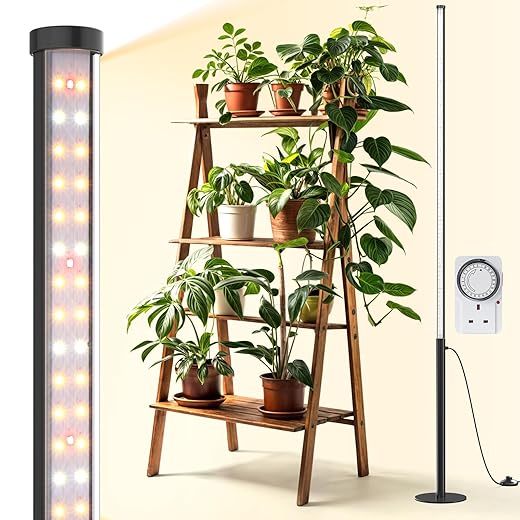 Lampe de croissance debout Barrina T10 Pro avec minuteur, 42W, 169 LED, éclairage vertical à spectre complet pour plantes d’intérieur, couverture large, hauteur de 115 cm à 165 cm avec interrupteur à