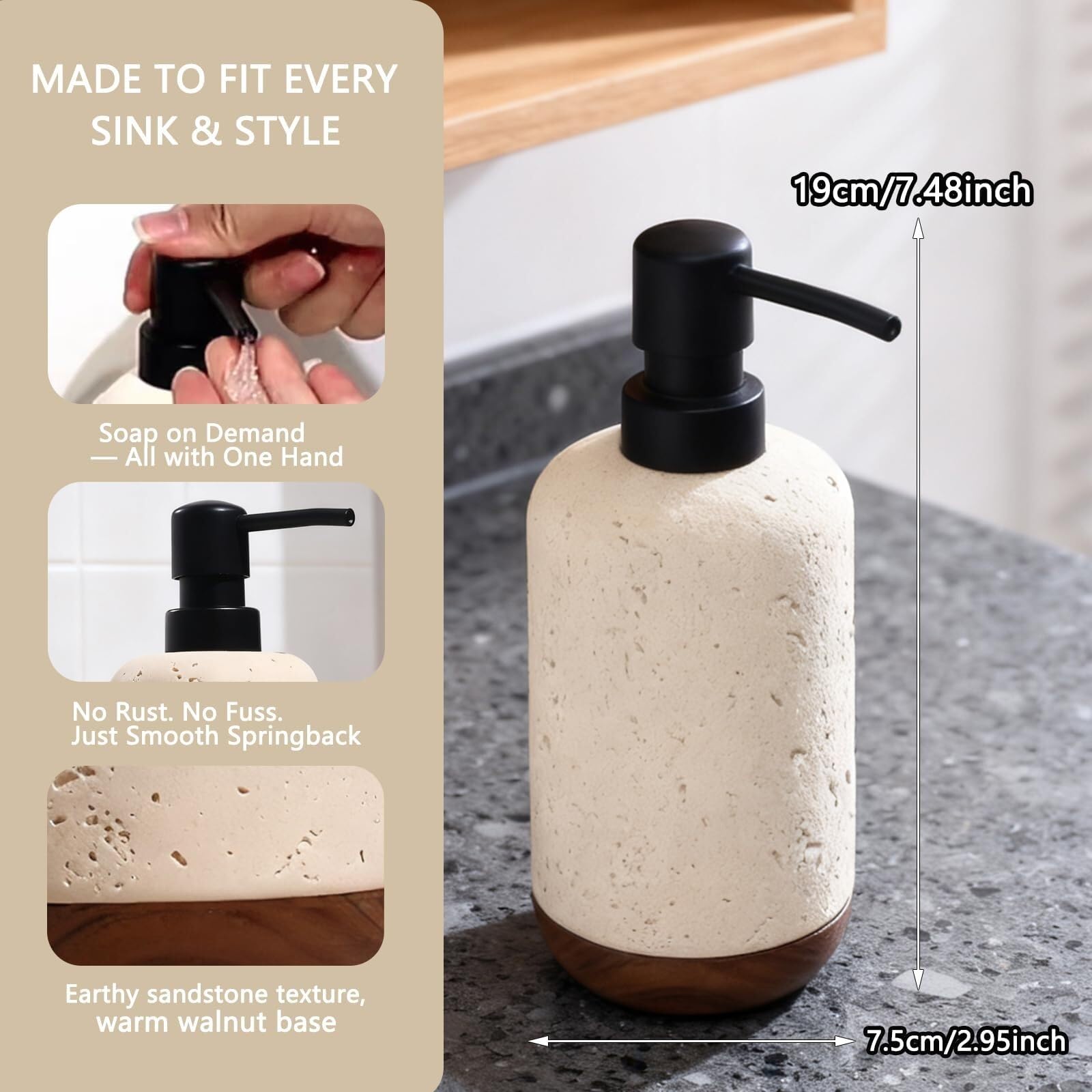 Dispenser di sapone da appoggio Bagno liquido ricaricabile adatto for cucina e controsoffitti Complementi d'arredo e accessori