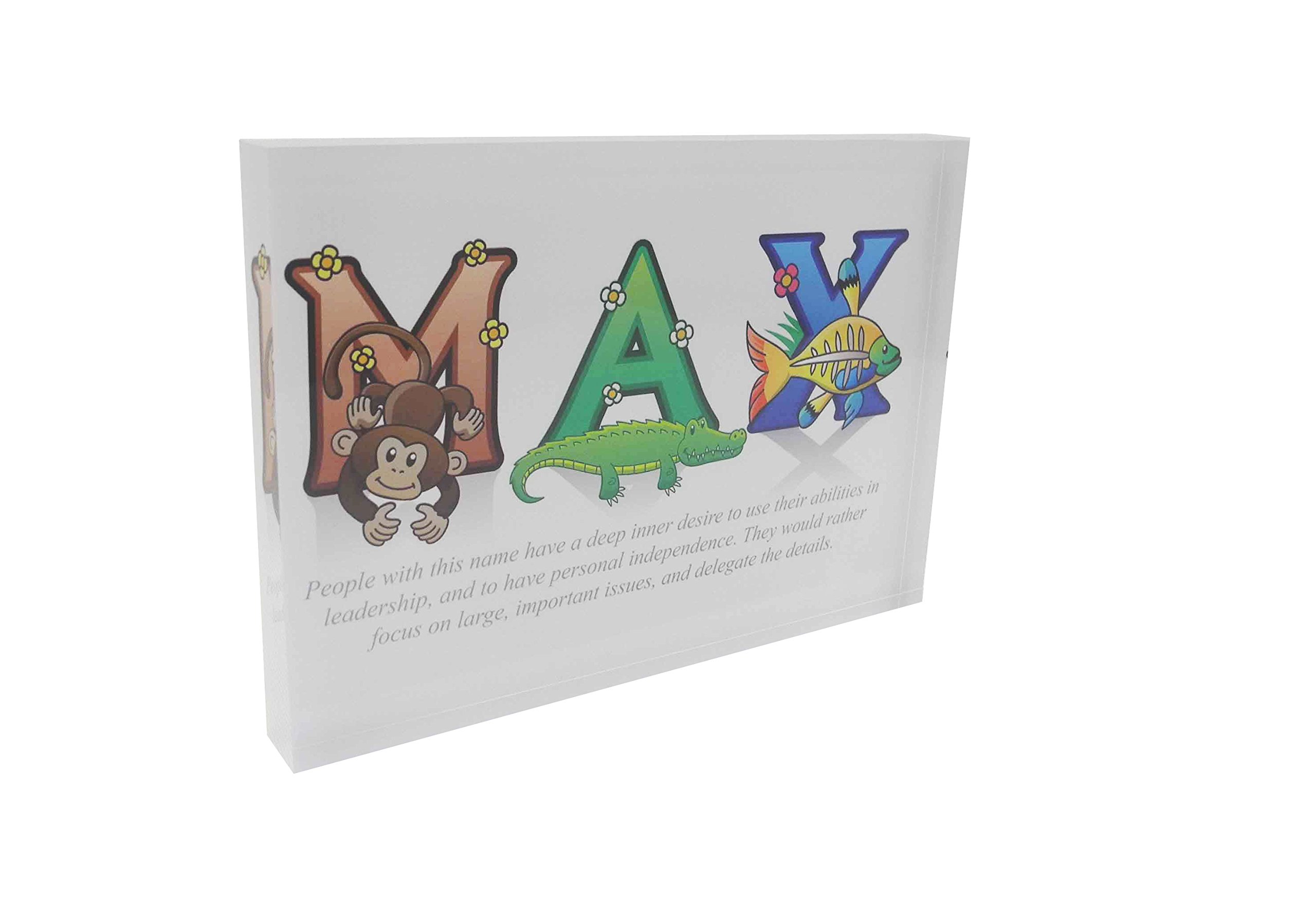 Feel Good Art A7 Diamond Polished Acrylic Token Boy's Name with Meaning-MAX (10.5 x 7.4 x 2cm), Multicoloured, 7.4 x 10.5 cm