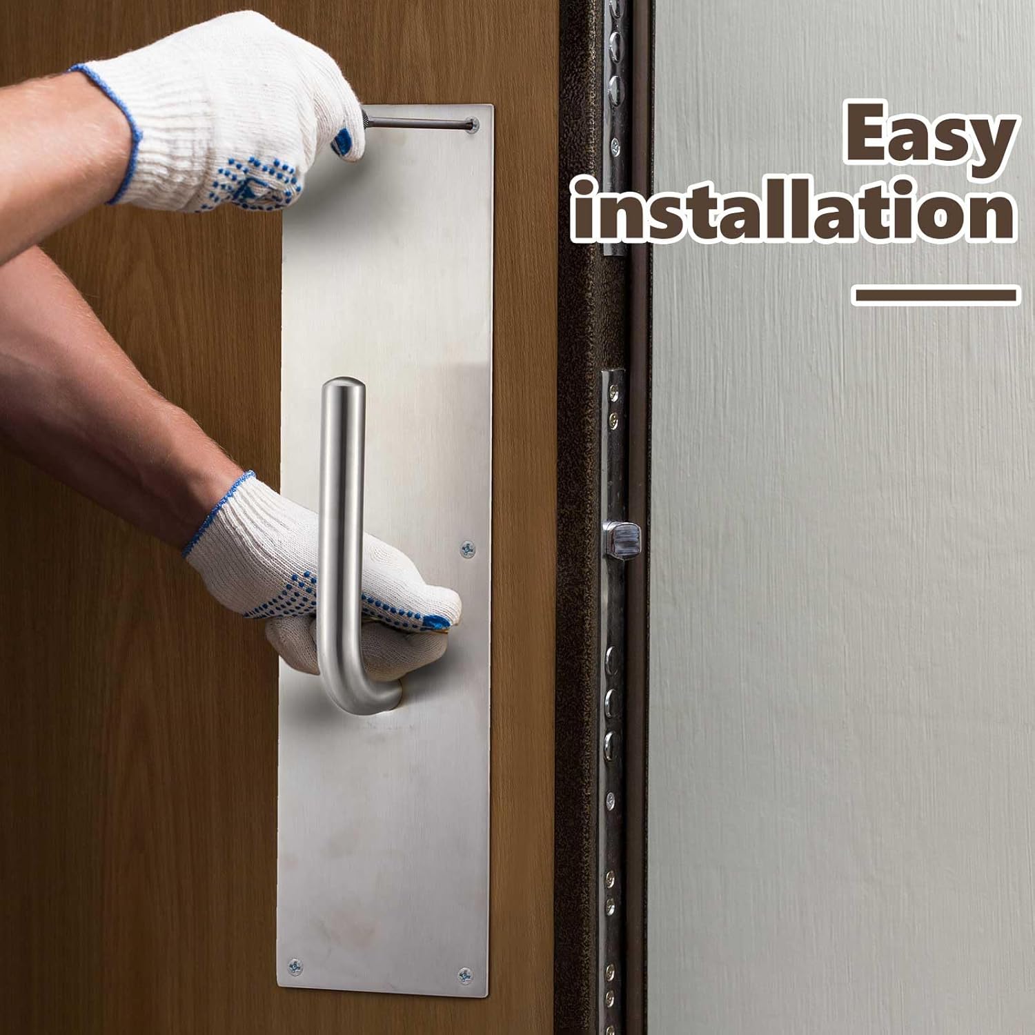 Commercial Touch Free Door Handle 4" x 16" Heavy Duty Stainless Steel Door Pull for Residential, Office, Commercial and Industrial Environments