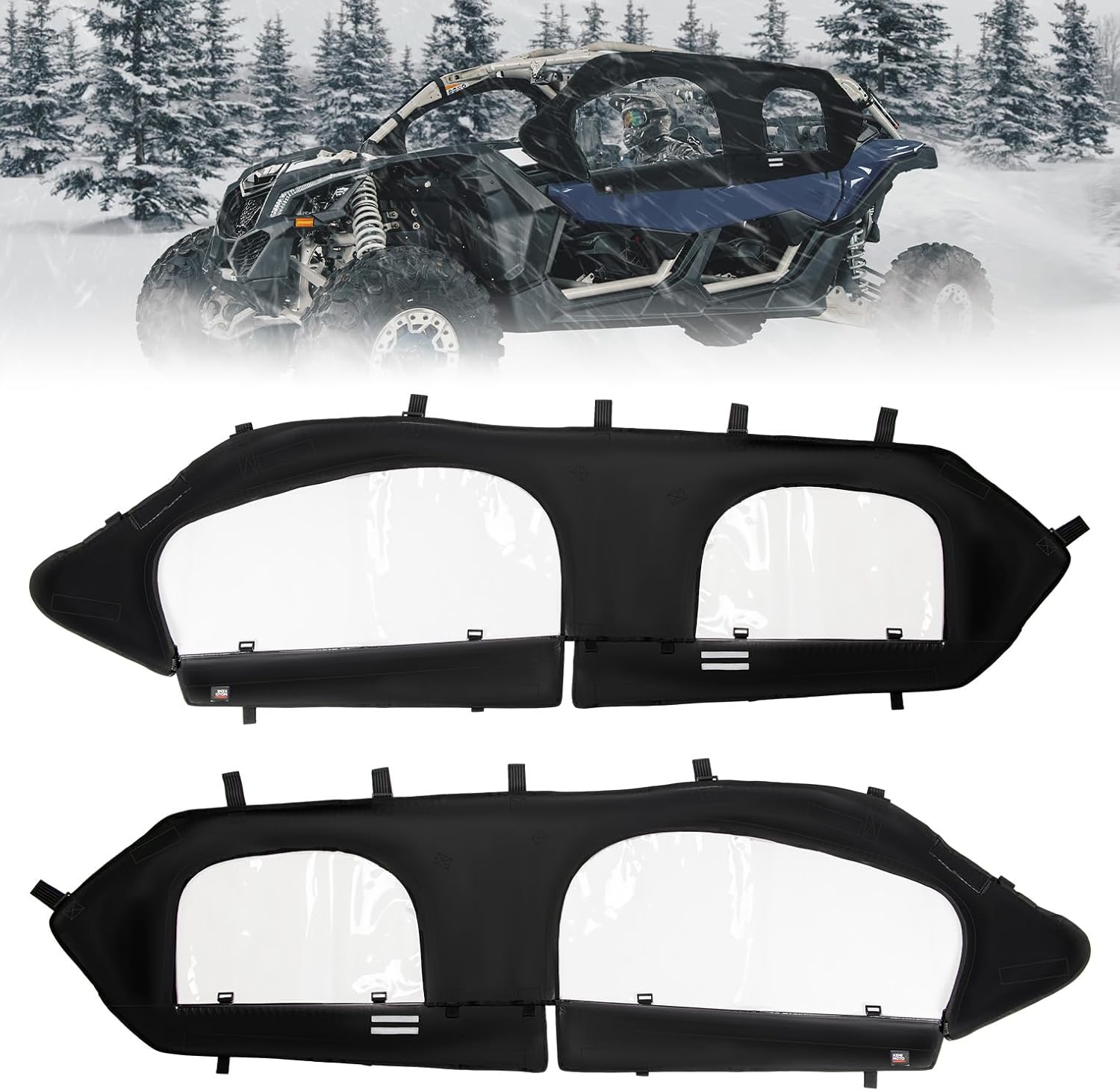 KEMIMOTO Upgraded X3 MAX Soft Upper Doors, Stay Warm & Dry X3 Window X3 Enclosure, compatible with Can-Am Maverick X3 MAX 2017-2024 UTV Accessories, Work with Roof Windshield