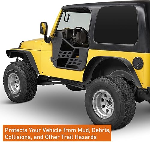 Miniatura 4 de Hooke Road Wrangler TJ Balizas planas para guardabarros, Balizas de rueda delanteras y traseras de acero para Jeep Wrangler TJ 1997-2006 - Juego de