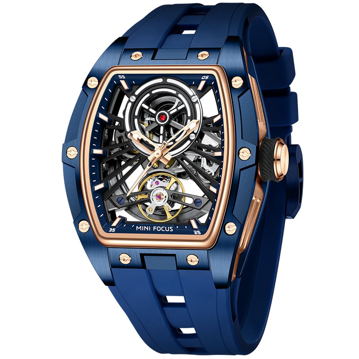 Alienwork MINI FOCUS Orologio Automatico Uomo Donna Scheletro Fondo in Vetro