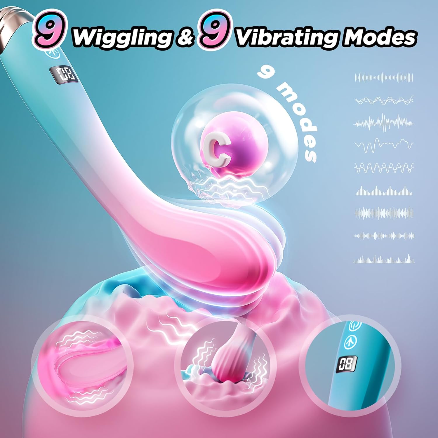 G Spotting Stimulator for Women Oragasm Rabbit, 9X Wiggling & 9X Vibration with App Control, Viboators for Woman N1912
