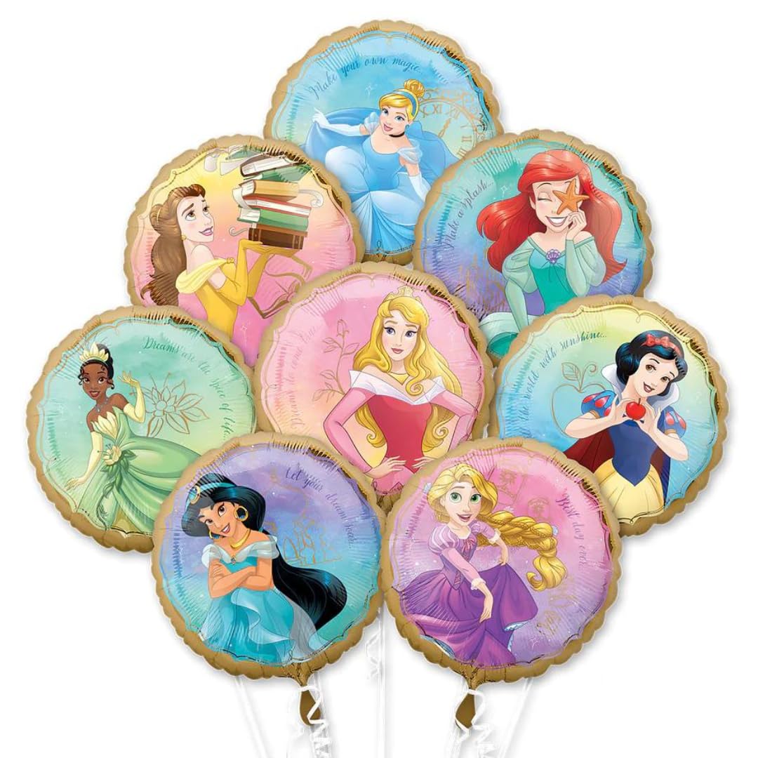 Wanna Party Set of 8 Foil Balloons – Fairy Tale Theme Balloons for Girls Birthday, Party Favors for Princess-Themed Celebrations, Cute Balloon Set for Kids’ Room, Events & Return Gifts