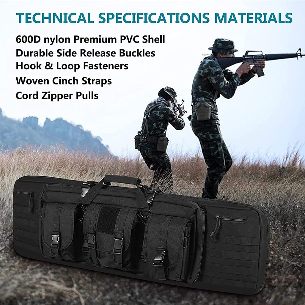 Zaino Tattico Doppio Lungo Fucile Pistola Custodia per Pistola, Borsa per Pistola Multifunzione, Borsa per Fucile da Campeggio All'aperto per Caccia Tiro Trasporto di Stoccaggio Sportivo A,93CM