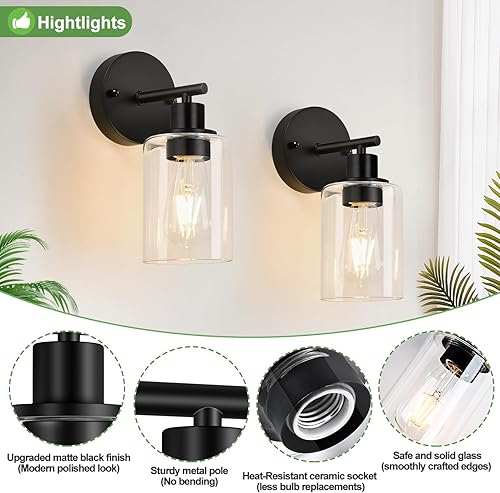 Miniatura 150 de Lámpara de baño de 3 luces doradas, moderna lámpara de tocador de baño con pantalla de vidrio transparente, luces de montaje en pared de baño de oro