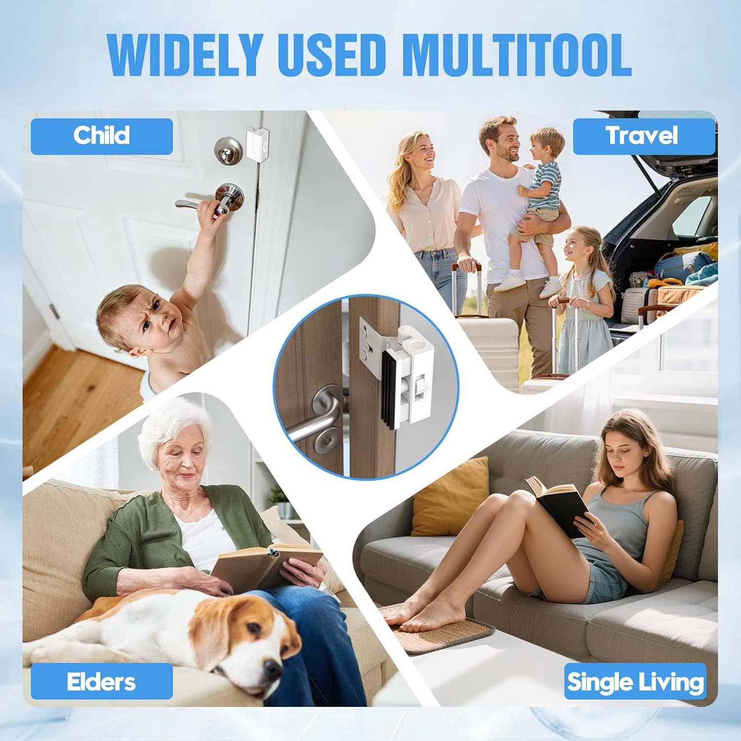 Home Security Door Lock Reinforcement Lock,Flip Lock,Extra Proof Door Lock for Kids Safety with Screws,for Inward Swinging Front Door,Apartment and Hotel Door,Prevents Unauthorized Entry