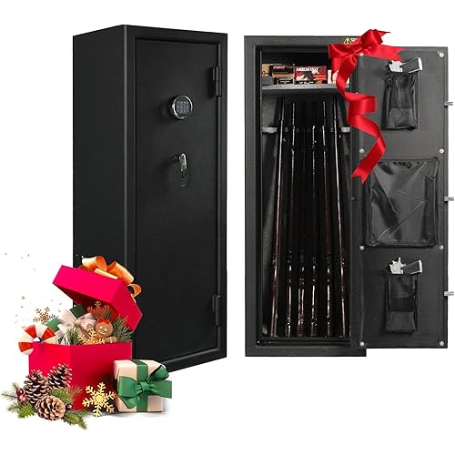 XPEDITION 14 Gun Fireproof Safe for Rifles and Pistols, Gun Cabinet with Keypad/Key Access, Fire and Water Safe with Combination Lock, Gun Safes for Rifles and Shotguns (14 gun safe)