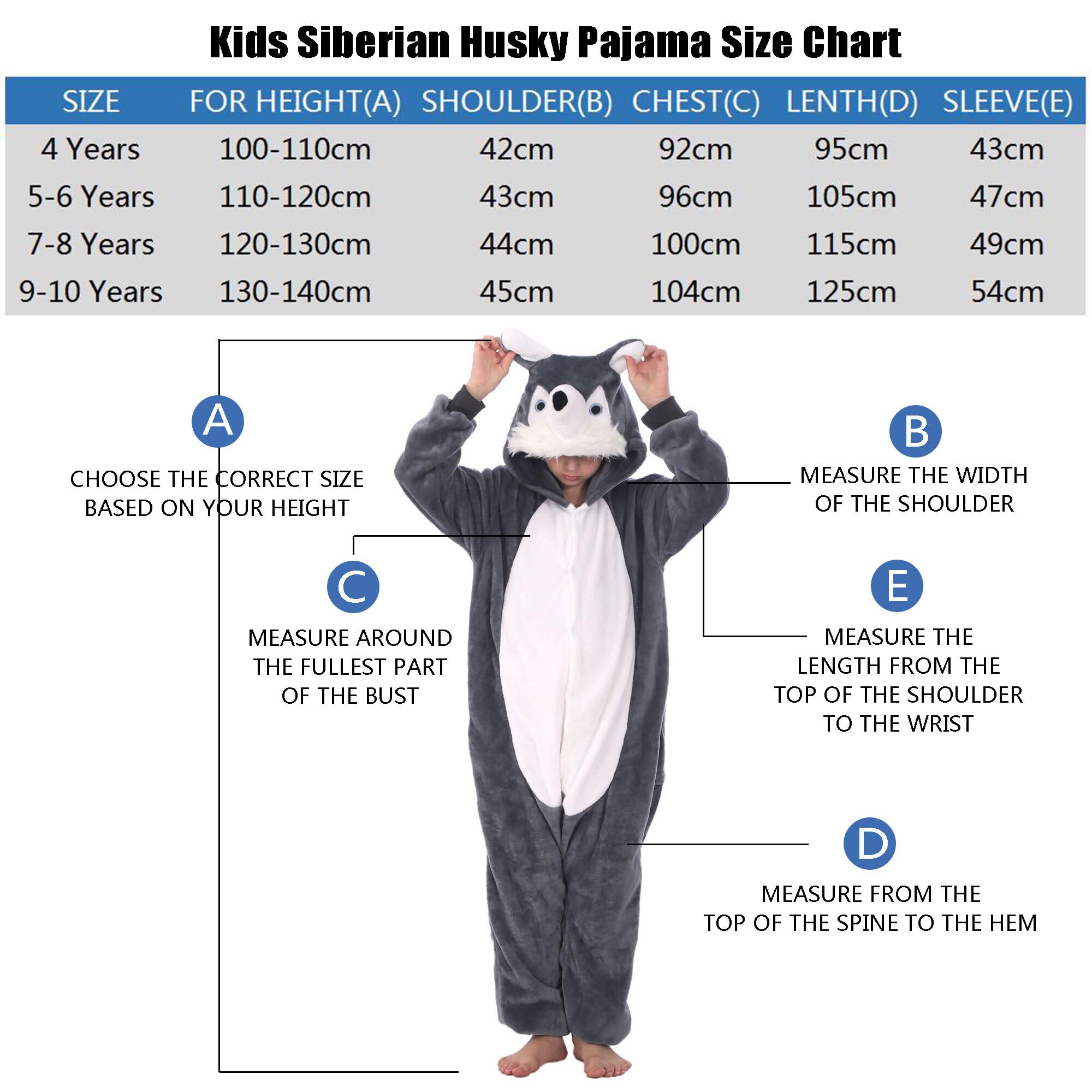 WAFUNNE Flannel Huskies Costume Cosplay Halloween Animal Onesie for Kids Adults Boys Girls Child Huskie 110 - Image 2