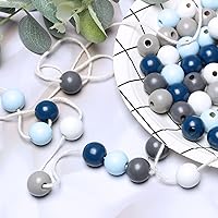 Vista 3 de 100 cuentas de madera para guirnaldas, cuentas sueltas de madera de 0.630 in de colores surtidos para hacer manualidades, cuentas de madera