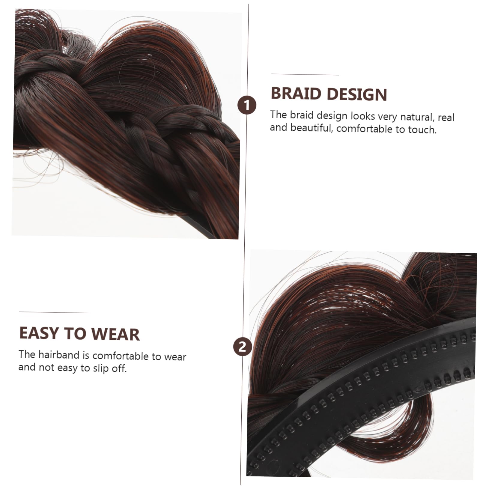 Beavorty 5piezas Diadema Trenzada De Puntas Antideslizante Para Mujer Accesorio De Pelo Con Diseño Natural Para Uso Diario y Ocasiones Especiales Oscuro