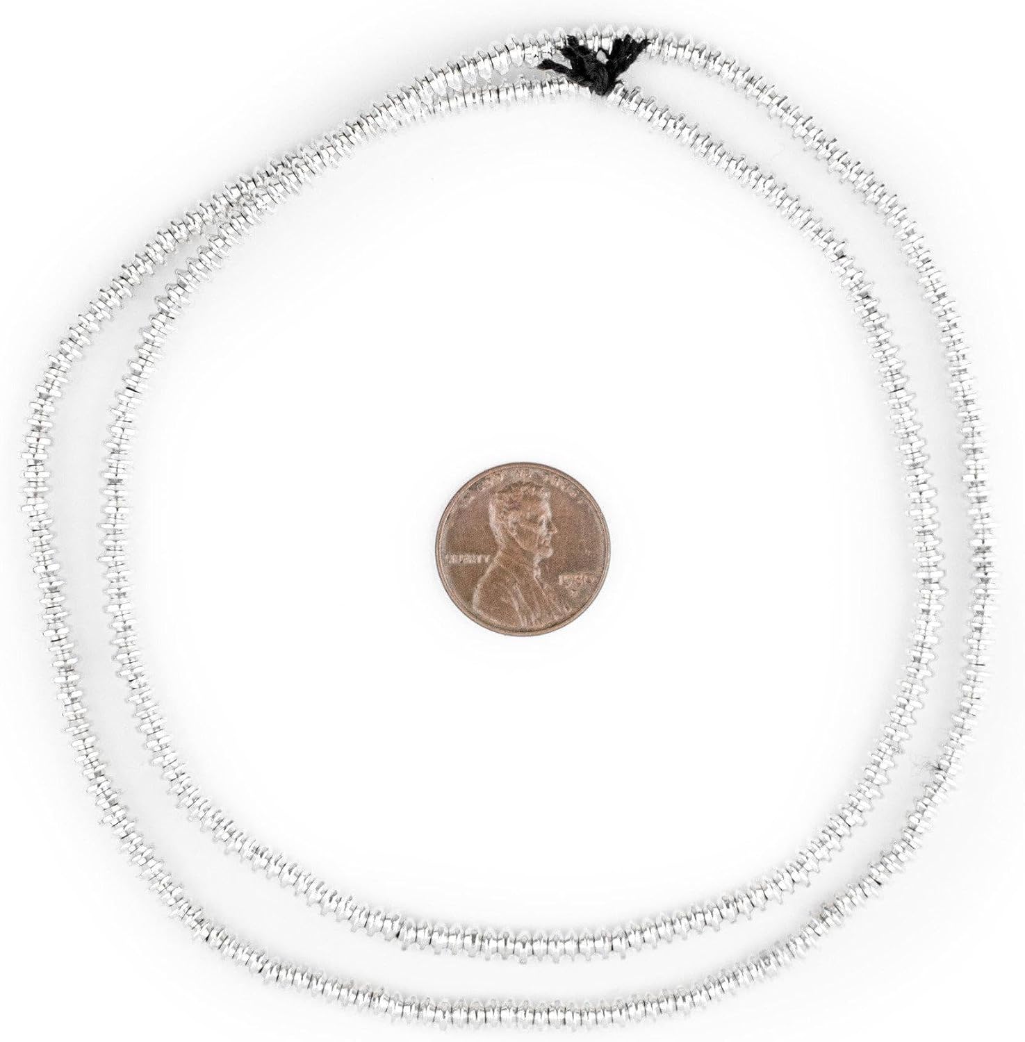 The Bead Chest Shiny Silver Saucer Beads 4mm White Metal 24 Inch Strand
