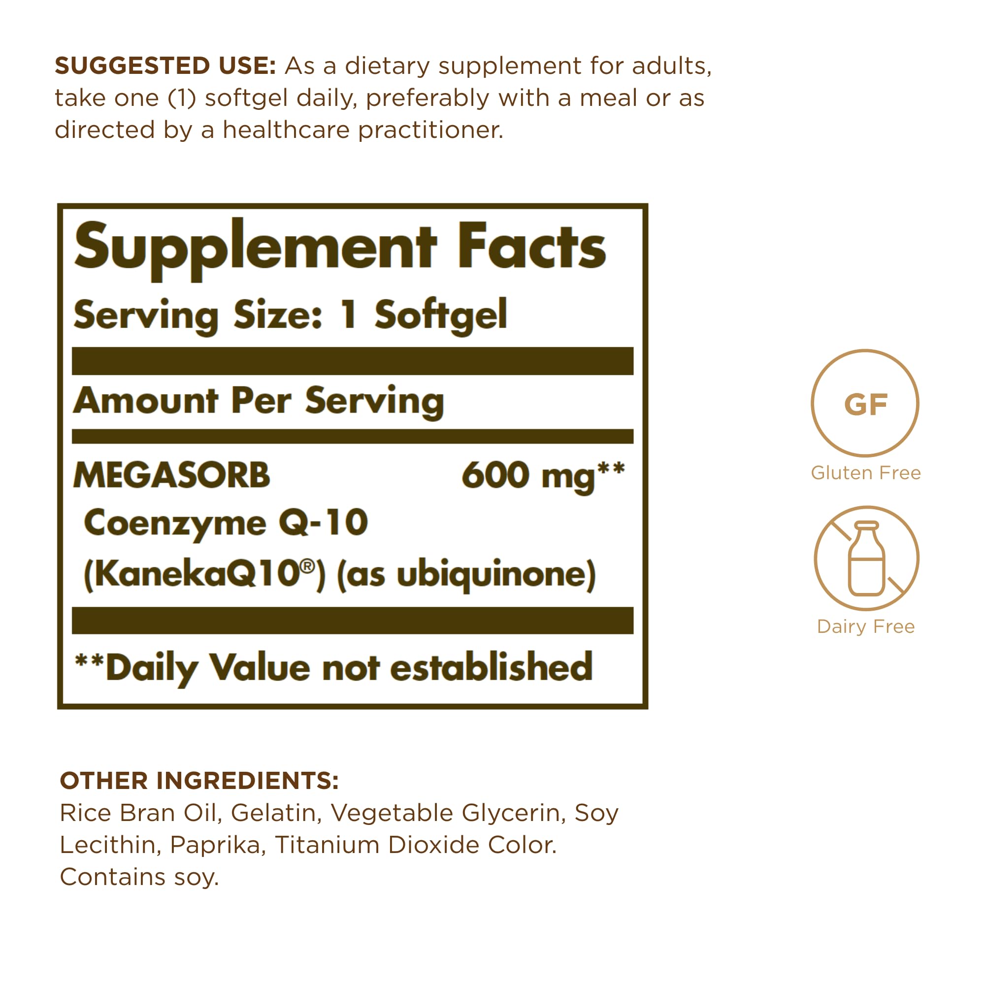Solgar Megasorb CoQ-10 600 mg, 30 Softgels (Pack of 3) - Promotes Nervous System Health - Coenzyme Q10 Supplement - Enhanced Absorption - Gluten Free, Dairy Free - 90 Total Servings — Amazon image 2