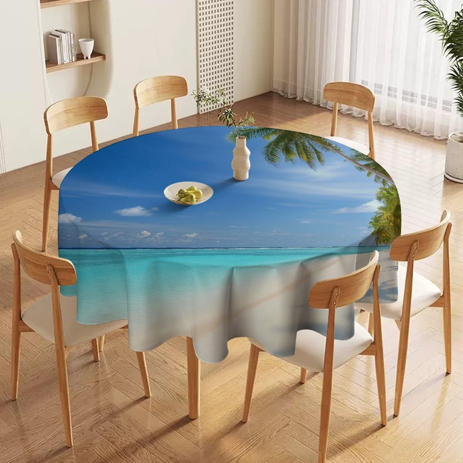 ORDOBO Round Table Cover -Green Landscape Fashion Tablecloth Protector 3D Print Wipeable Outdoor Table Cover For Kitchen Dining Home Decoration 91X91Cm
