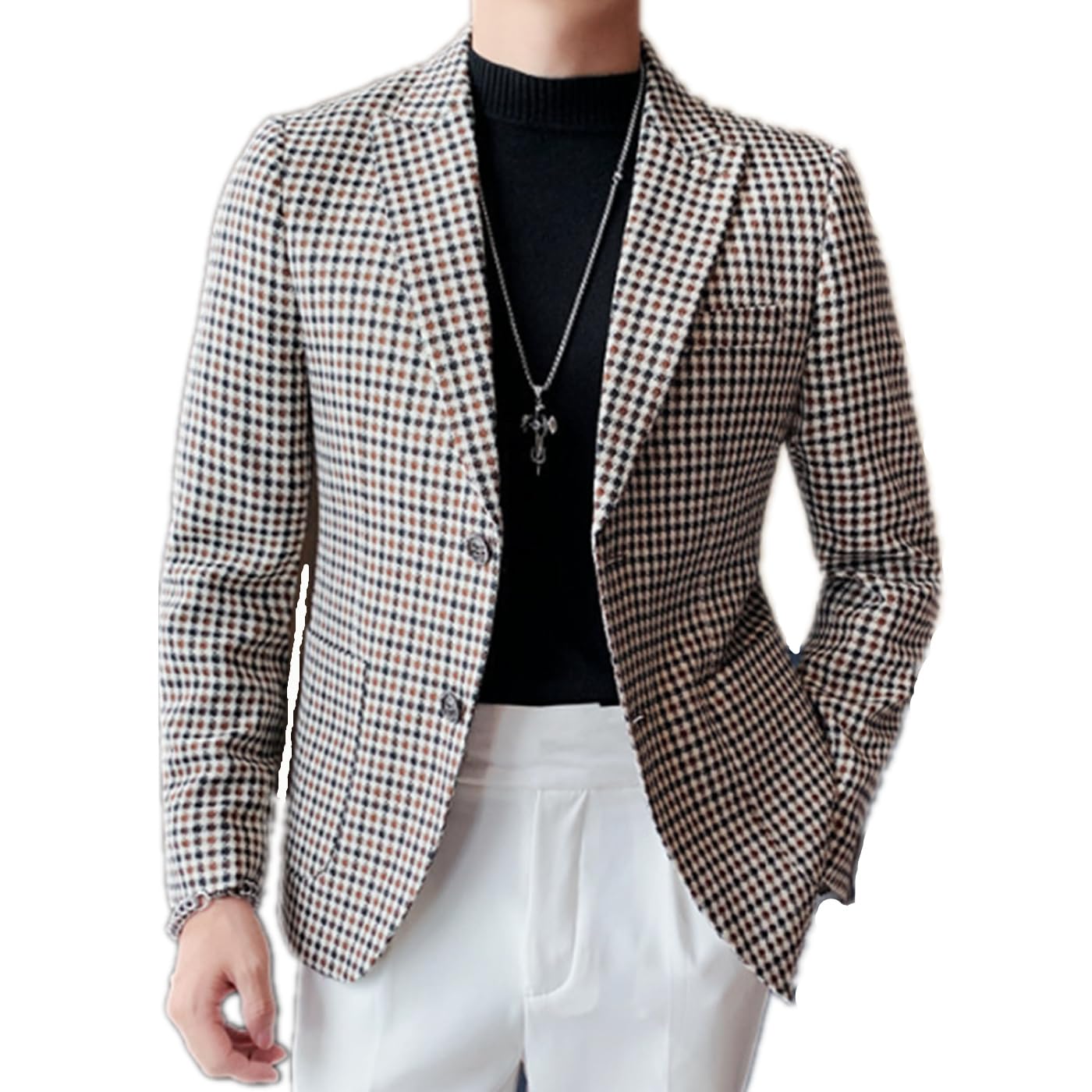 Amazon | 千鳥格子柄 ジャケット メンズ テーラードジャケット
