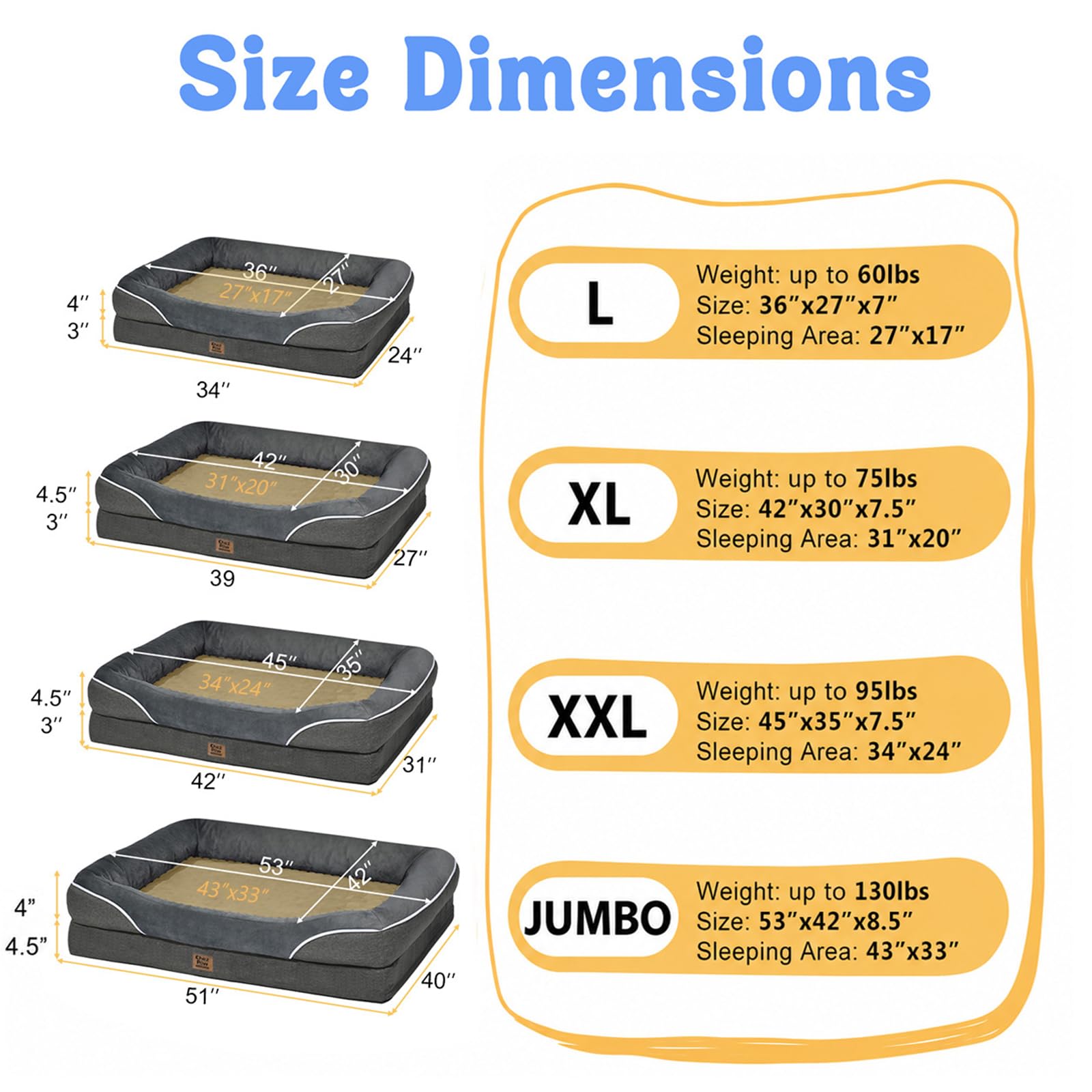 Cama ortopédica Lavable para Perros Grandes, Camas ortopédicas extraíbles de Espuma para Perros con Refuerzos, Cama Grande Impermeable para Perros y Parte Inferior Antideslizante, sofá Cama