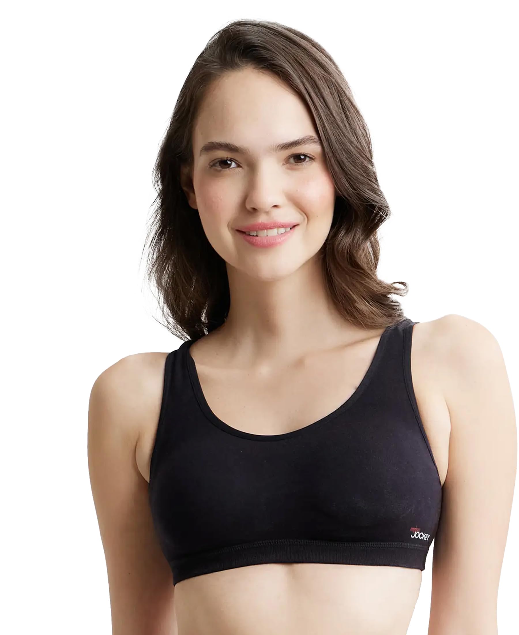 Jockey Womens Cotton Lightly Padded Wire Free Seamless Sports Bra