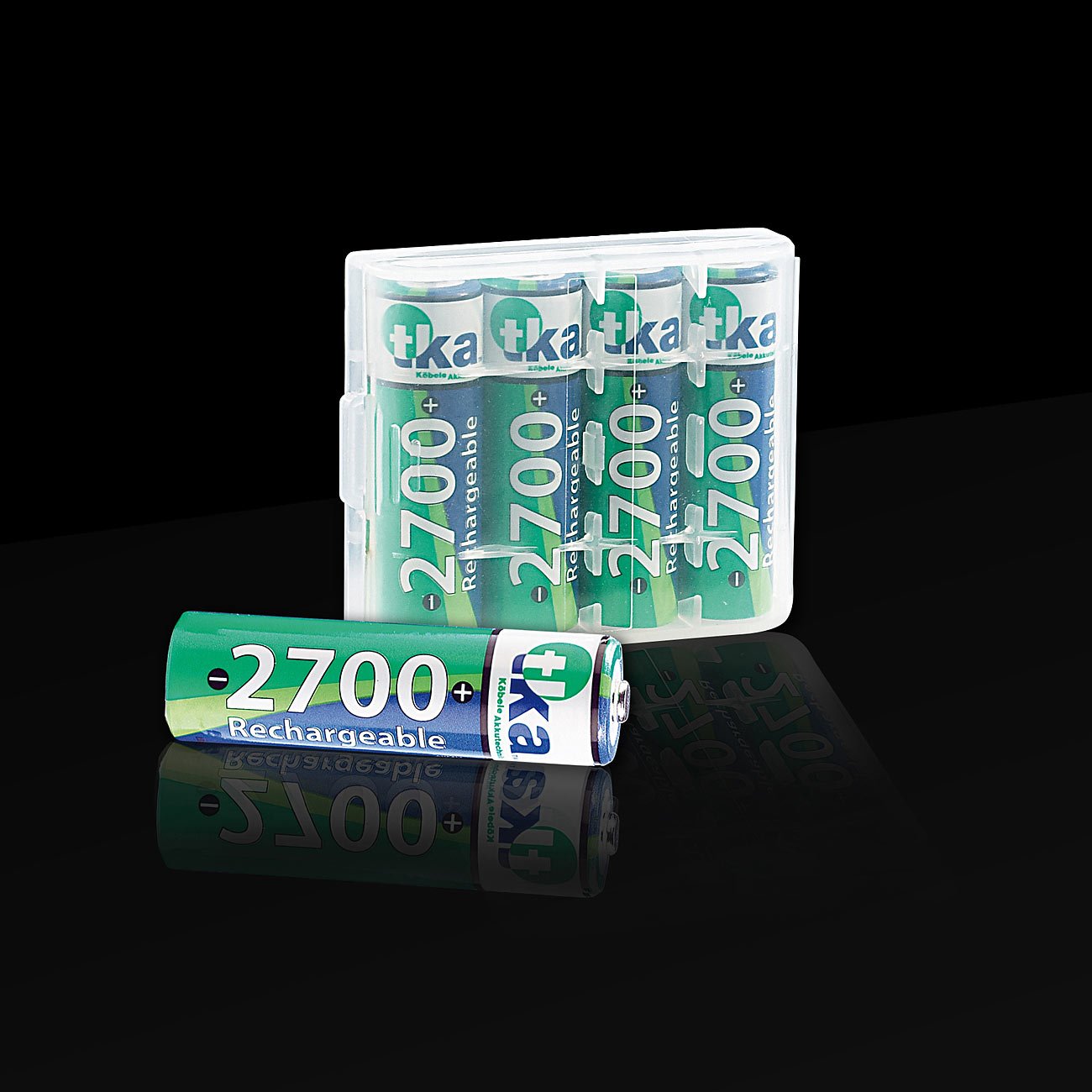 tka Köbele Akkutechnik Batterien AA: 20er-Set NiMH-Akkus Typ AA/Mignon, 2.700 mAh, mit Aufbewahrungs-Box (Mignon Akku, Batterien wiederaufladbar, Batterie)