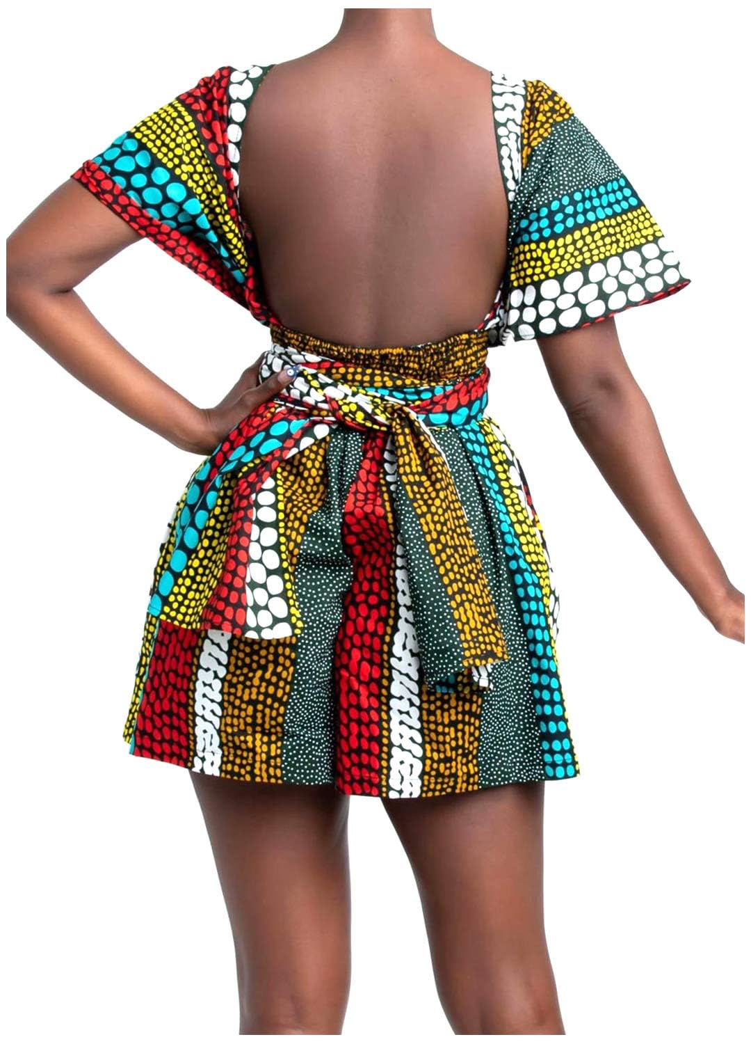Segreto Mono de mujer con estampado africano, para manualidades, multiuso, traje de verano, pantalones cortos, holgado, casual