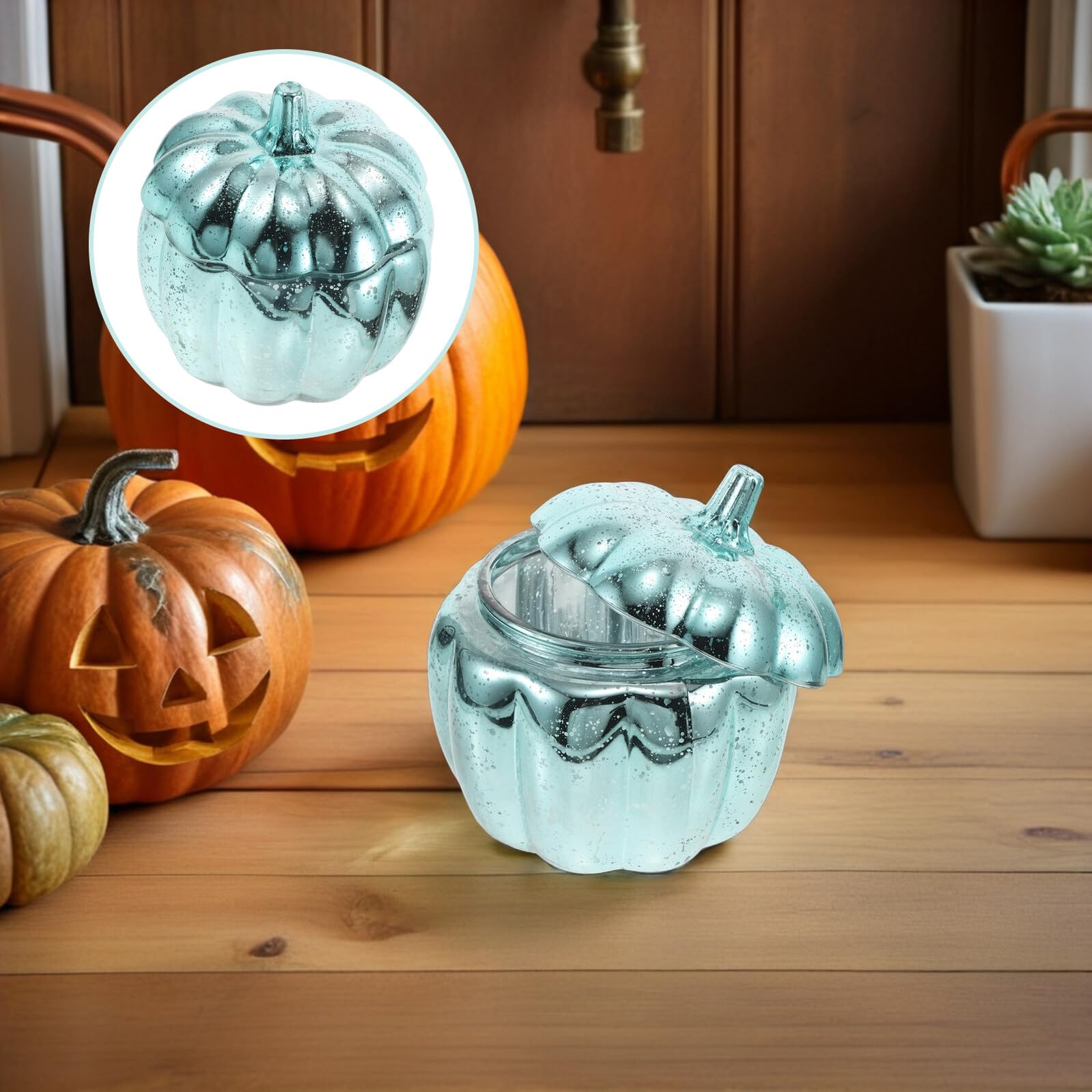 Herbstlicher Kürbis Glasbehälter mit Deckel Luftdichtes Snackgefäß aus Robustem Glas Dekorative Süßigkeiten und Gewürzaufbewahrung für Halloween und Erntedankfest