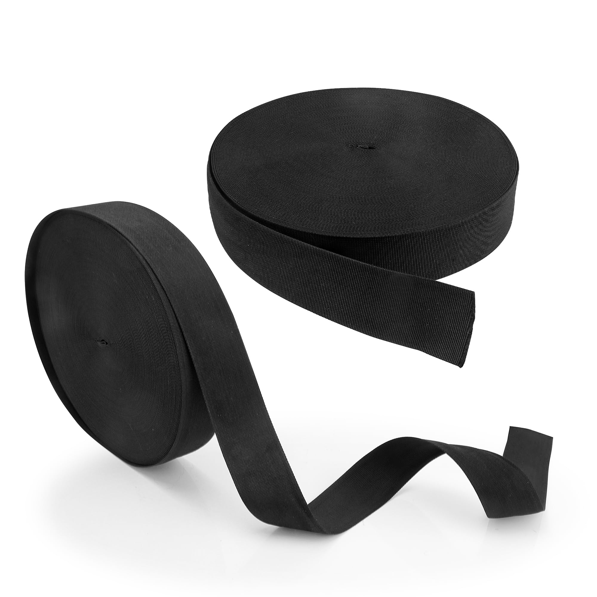 SQIKUQK 2 Inch Thickening Type Heavy Duty Nylon Webbing 50 Yards Black Strapping Webbing, Great for Dog Leash, Collars, Seat Belt, Backpack, Outdoor