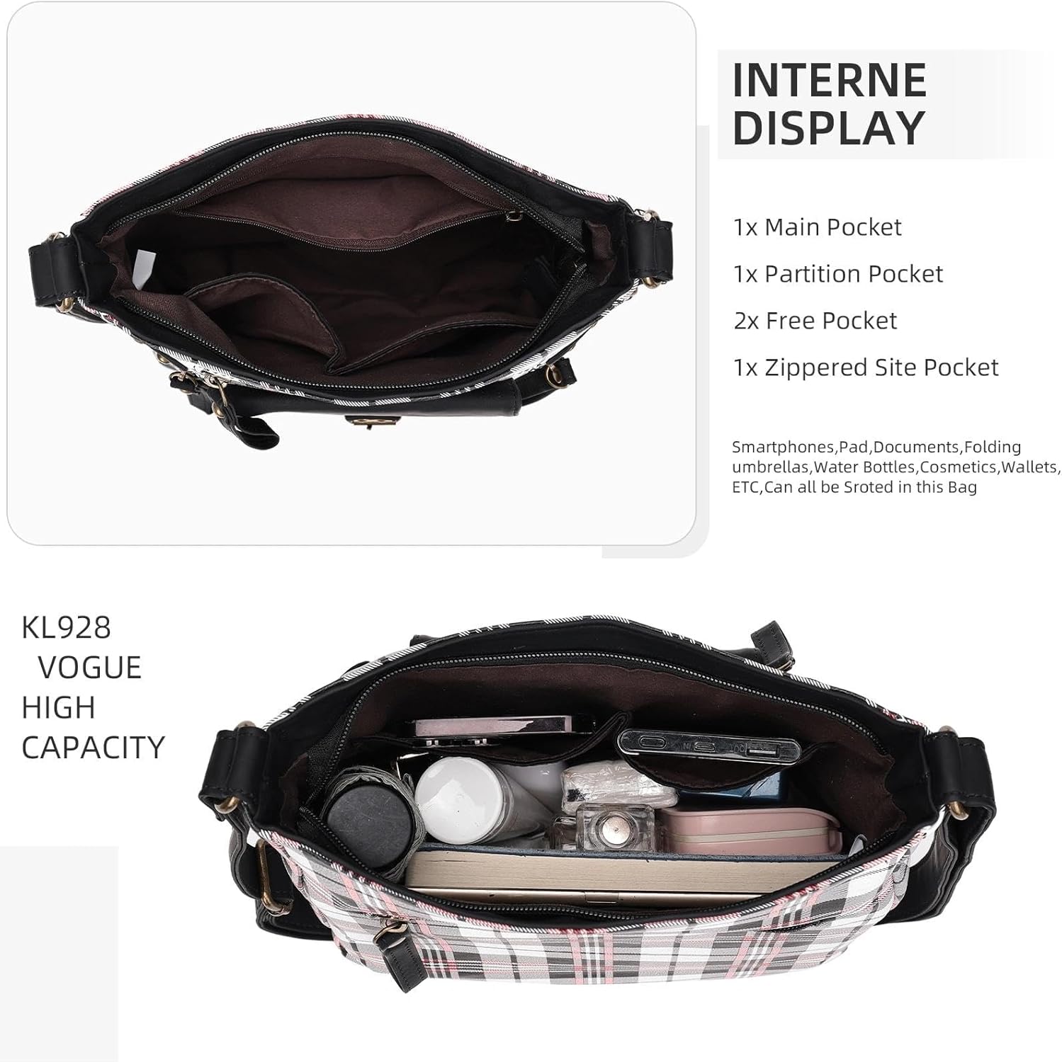 KL928 Crossbody Bags for Women, Multi Pocket Shoulder Bags, Medium PU Leather Cross Body Purses - Image 4