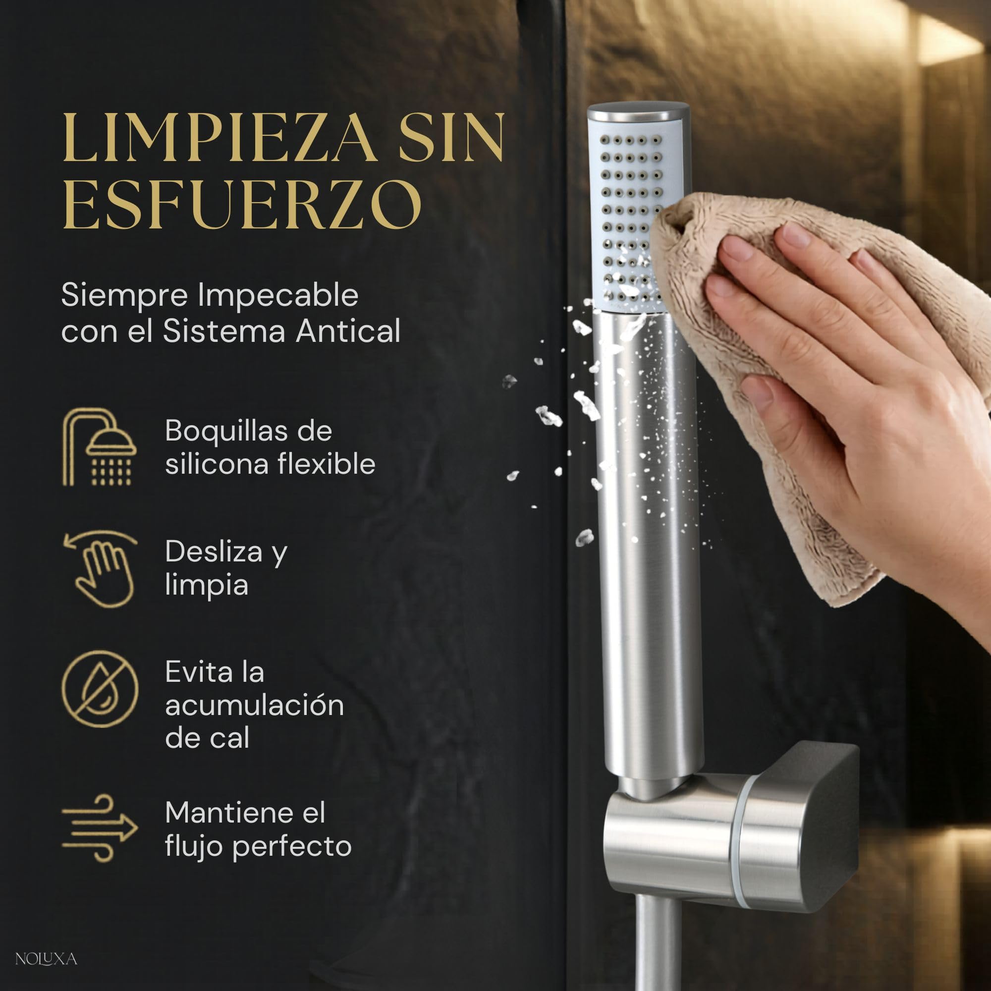 IMEX - Miscelatore Monocomando per Vasca e Doccia in Nichel Spazzolato | Miscelatore a Parete con Supporto per Soffione Doccia e Tubo Flessibile | Rubinetti in Ottone e Acciaio Inox | Serie Genoa